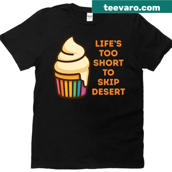 Cute dessert-themed t-shirt with rainbow wrapper design