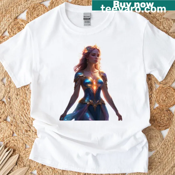 Fantasy themed T-shirt with a luminous queen graphic