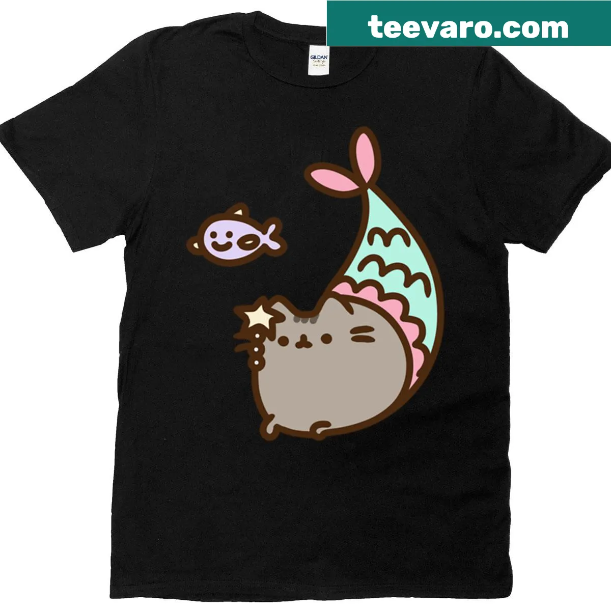 Pusheen mermaid design on a charming t-shirt — on a men's t-shirt
