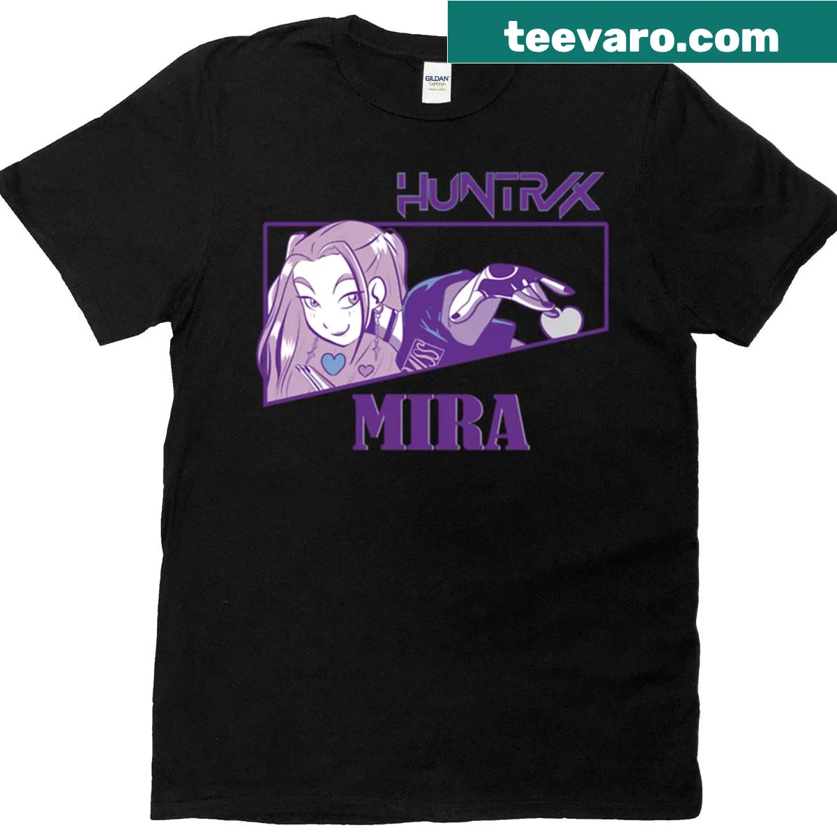 Kpop demon hunters themed t-shirt featuring intricate character illustrations — on a men's t-shirt