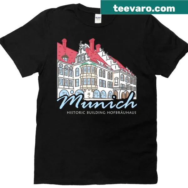 T-shirt featuring the historic Hofbrauhaus in Munich, Germany.