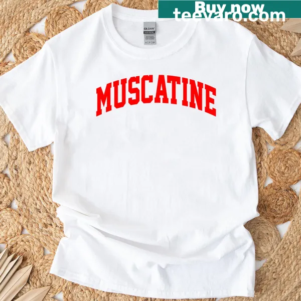 Vintage Muscatine College style t-shirt with a classic logo