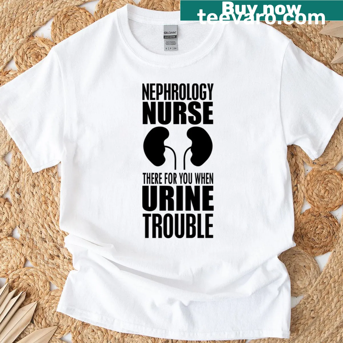 T-shirt for nephrology nurses featuring the phrase 'There For You When Urine Trouble' — on a men's t-shirt