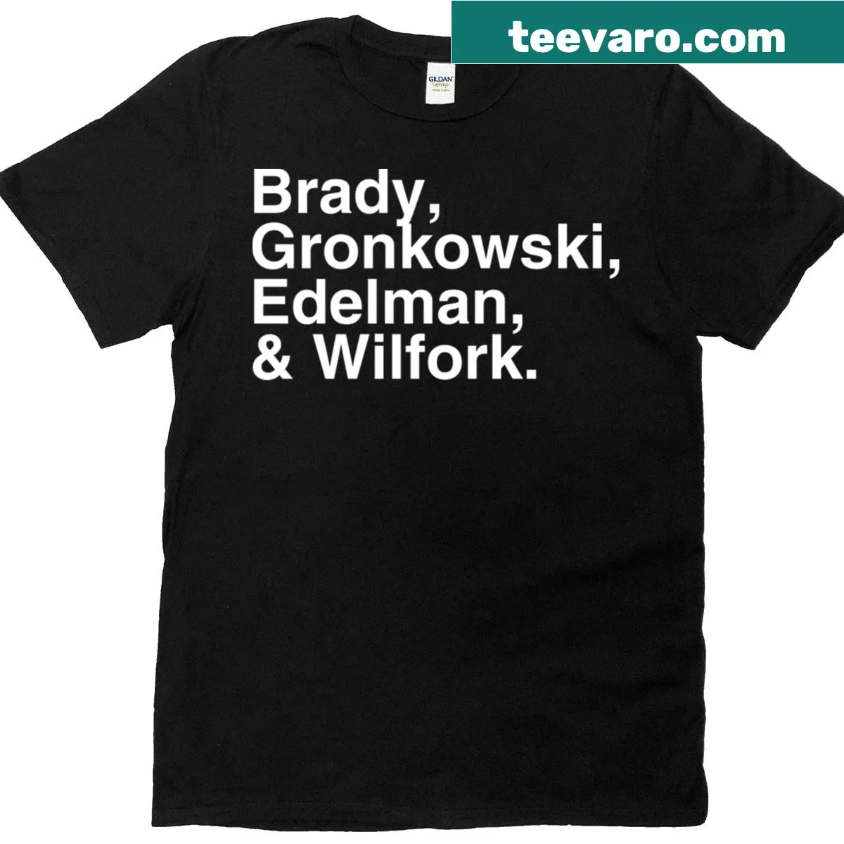 Typography art shirt featuring New England Patriots legends' names — on a men's t-shirt