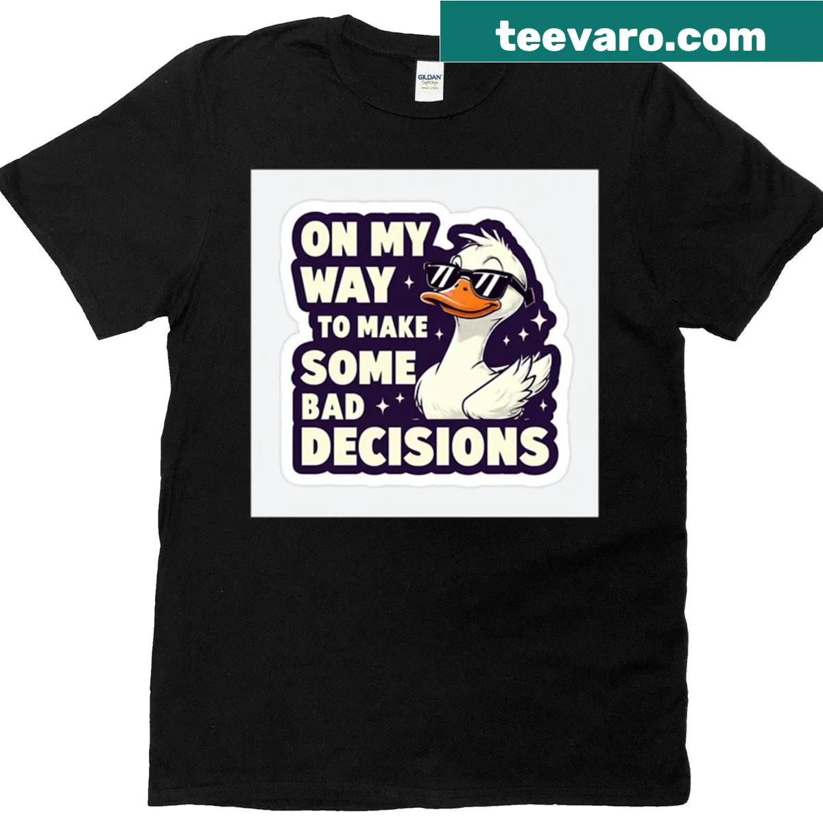 Playful t-shirt with 'On My Way To Make Some Bad Decisions' text — on a men's t-shirt