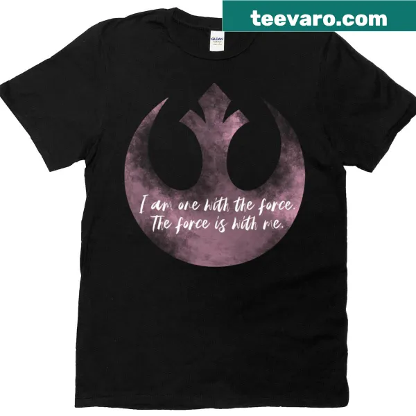 Inspirational typography T-shirt reading 'One With The Force'