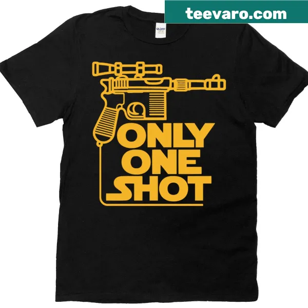 Funny blaster quote on a sci-fi inspired T-shirt