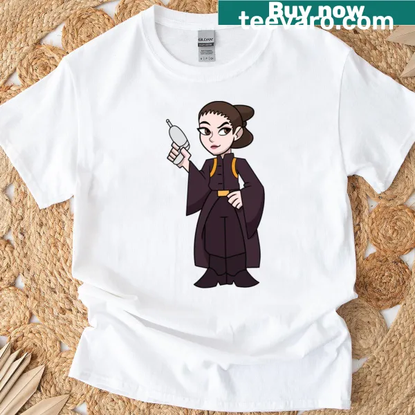 Epic battle illustration featuring a character named Padm on a t-shirt