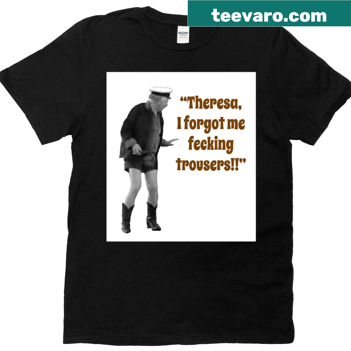 Hand-lettered tribute to Pat Mustard — on a men's t-shirt