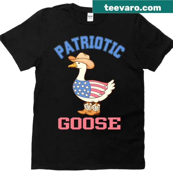 Illustration of a patriotic goose with American flag