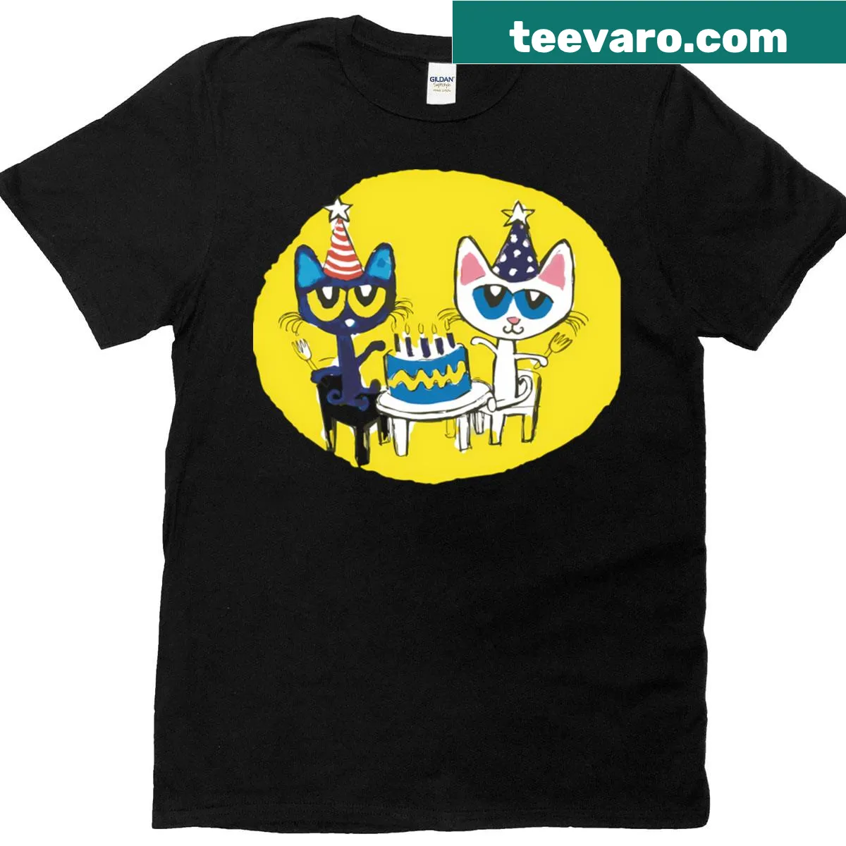 Pete the Cat graphic celebrating a birthday — on a men's t-shirt