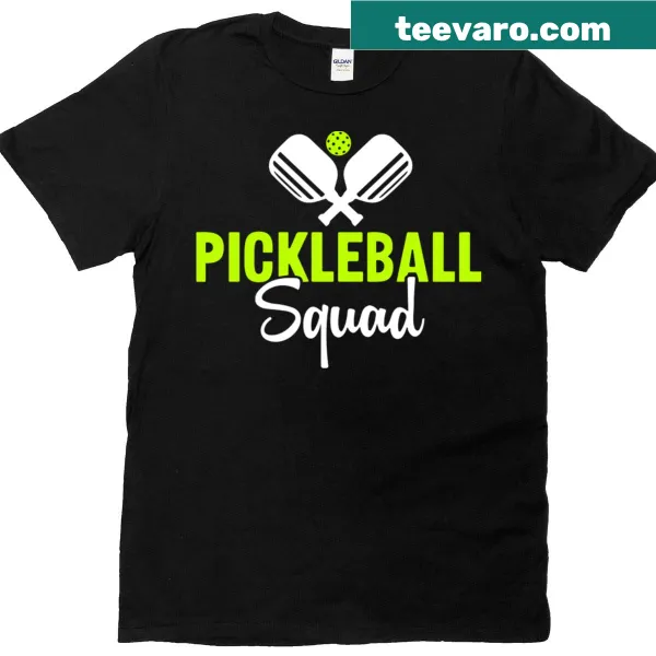 T-shirt featuring pickleball paddles, designed for pickleball squads.