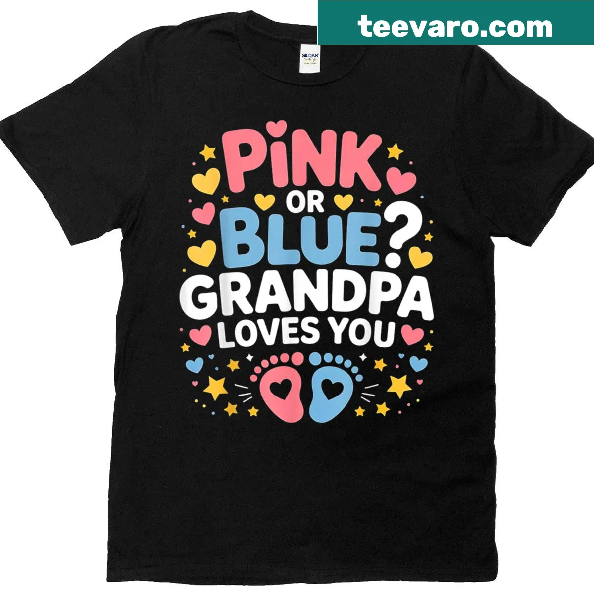 Gender reveal t-shirt for grandparents with playful graphics — on a men's t-shirt