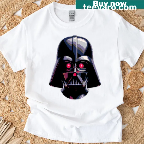 T-shirt featuring pixel art of a cyber killer character