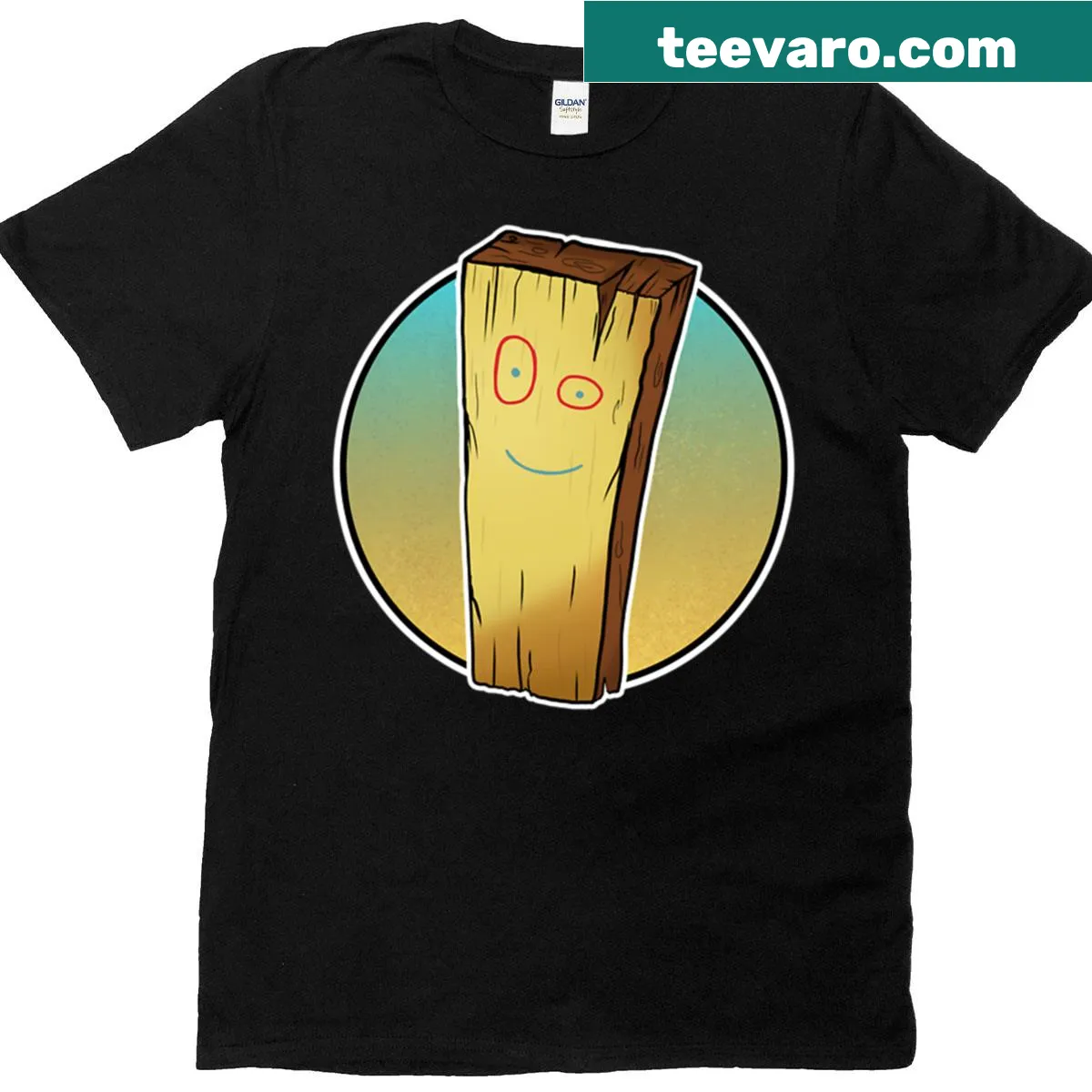 Vintage-style T-shirt featuring Plank Toon Plank design — on a men's t-shirt