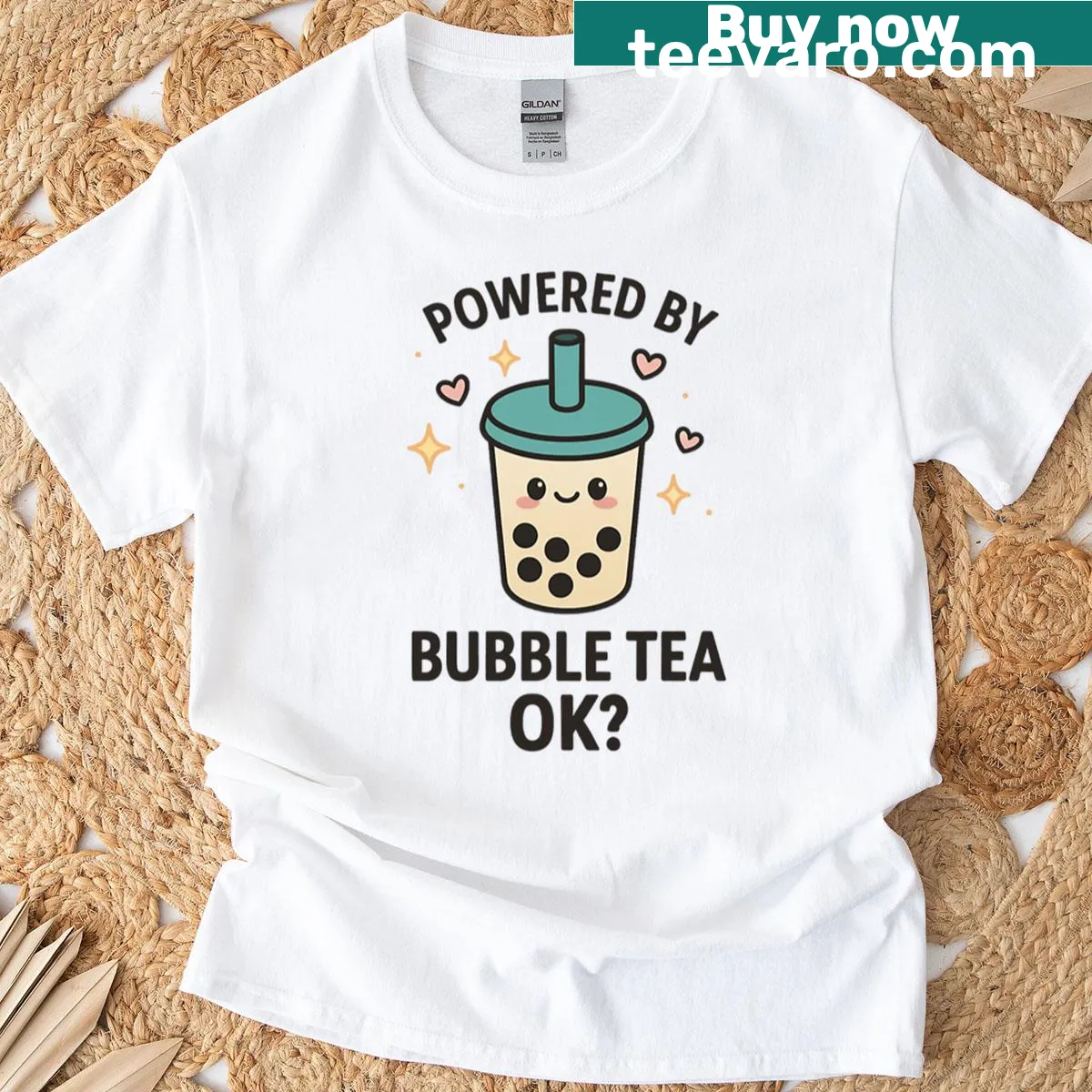 Kawaii bubble tea T-shirt featuring a cute boba drink graphic — on a men's t-shirt