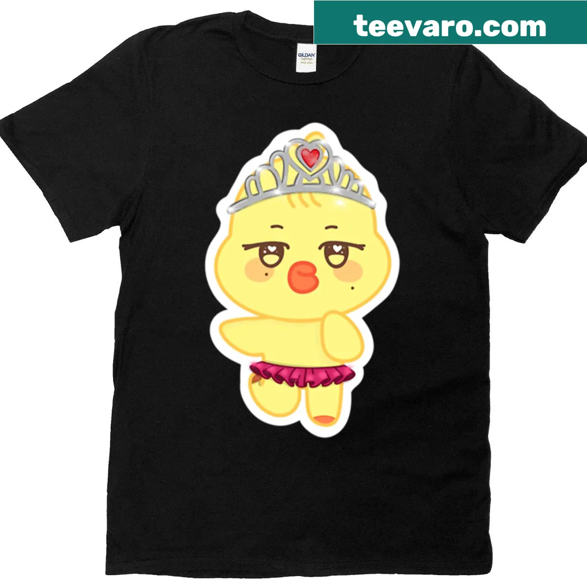 Illustrated Princess Mingi T-shirt celebrating Ateez fandom. — on a men's t-shirt