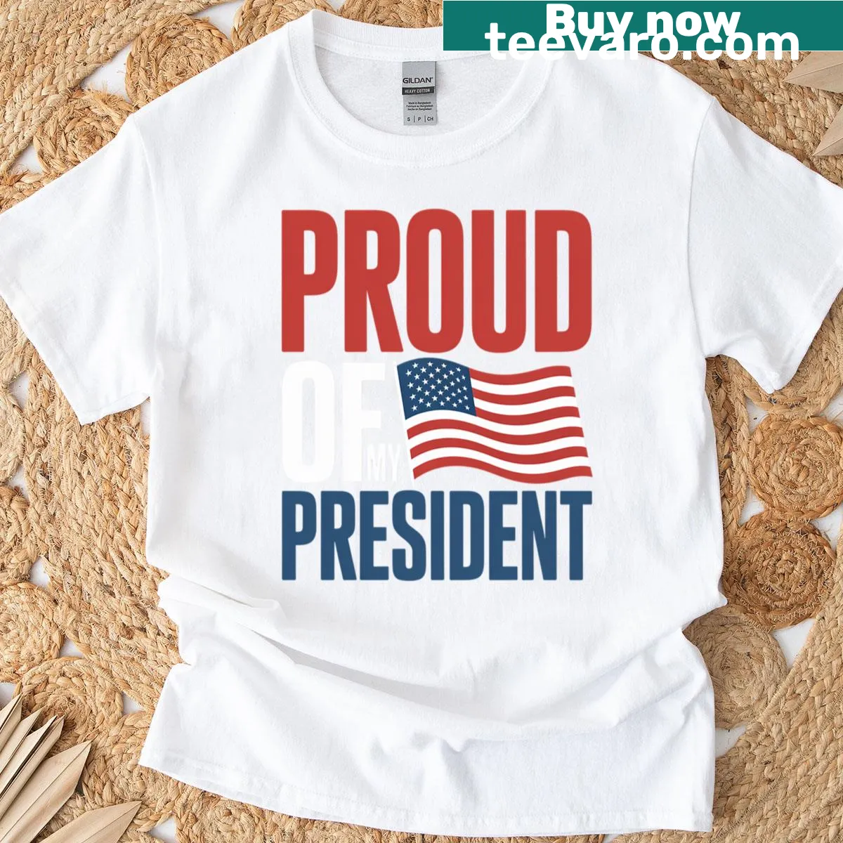 Patriotic T-shirt with bold text expressing pride in the president — on a men's t-shirt