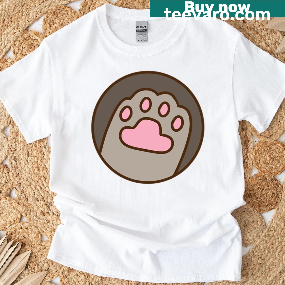 Cute Pusheen graphic with soft steps and smiles on a t-shirt. — on a men's t-shirt