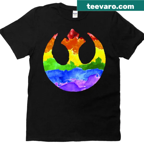 T-shirt featuring playful 'Rainbow Rebel' text