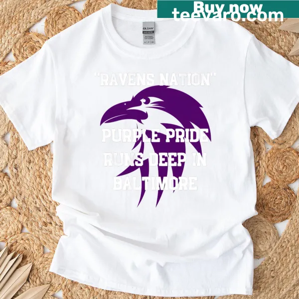 Text graphic of 'Ravens Nation Purple Pride' for Baltimore fans
