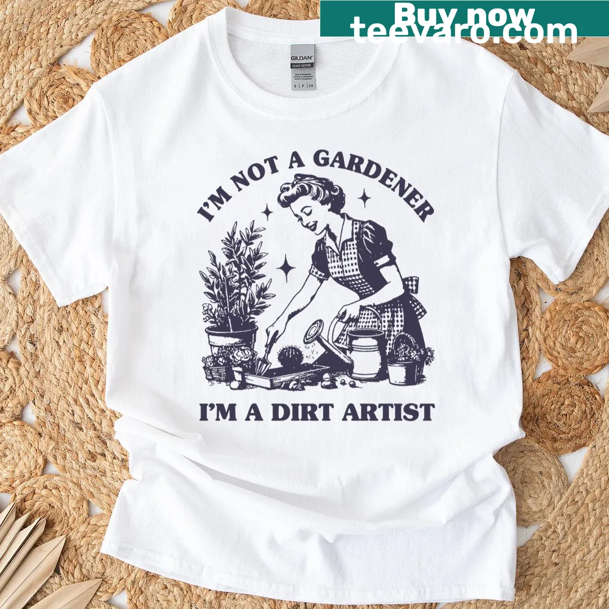 Typography t-shirt with the phrase: 'I'm Not A Gardener, I'm A Dirt Artist' — on a men's t-shirt