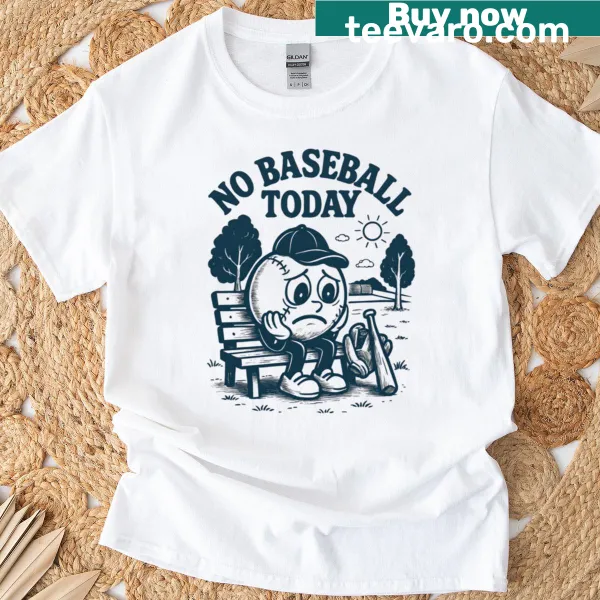 Typographic design expressing sadness for no baseball game on a T-shirt