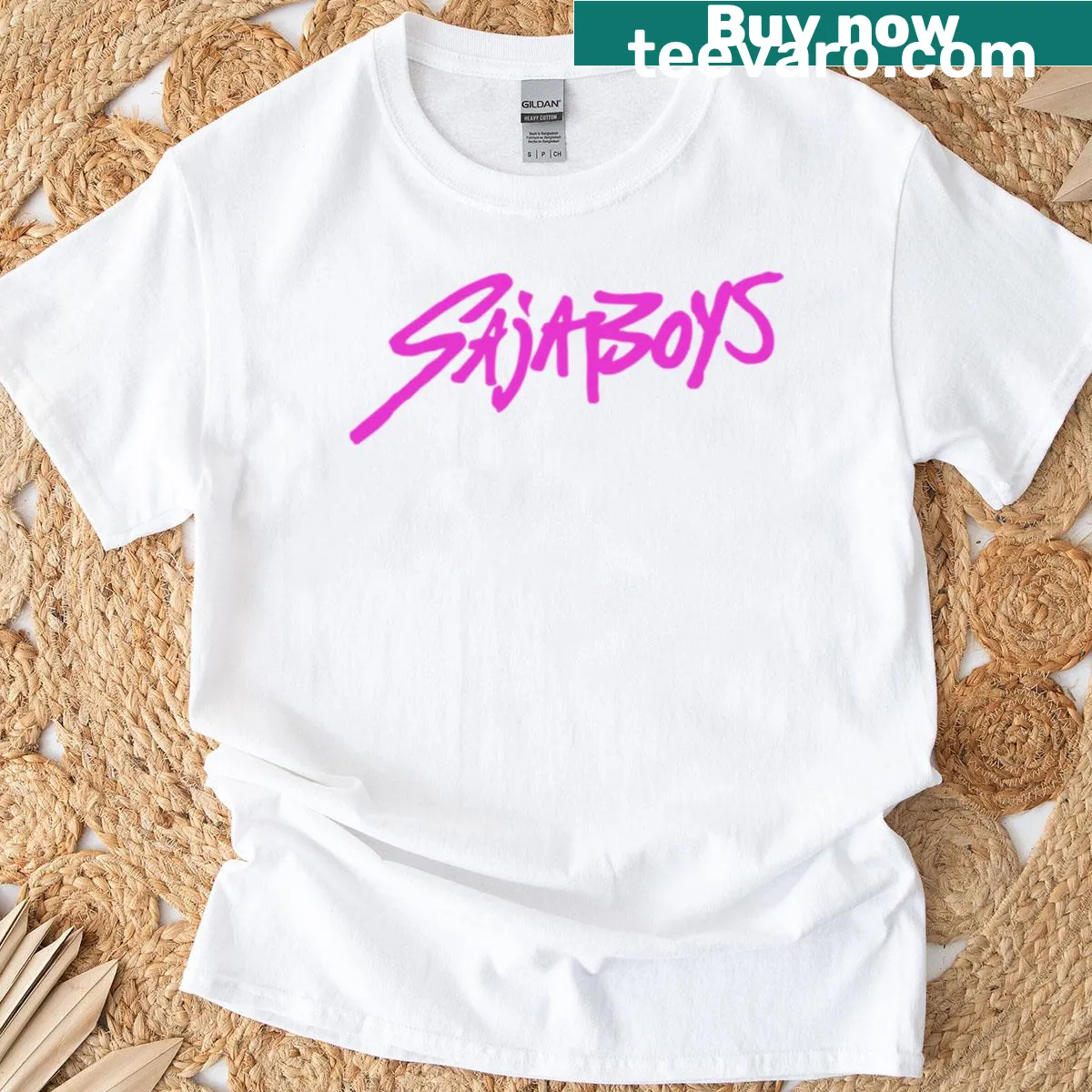 Kpop Demon Hunters logo T-shirt featuring the Saja Boys emblem — on a men's t-shirt