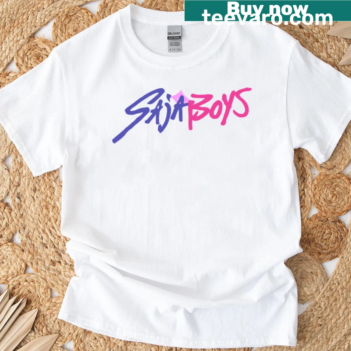 Fourth Saja Boys logo T-shirt featuring Kpop demon hunters design — on a men's t-shirt
