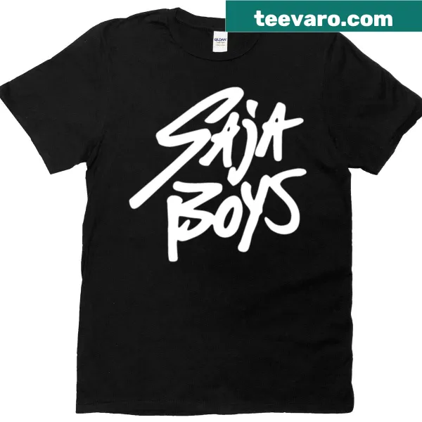 Saja Boys logo prominently displayed on a kids' T-shirt