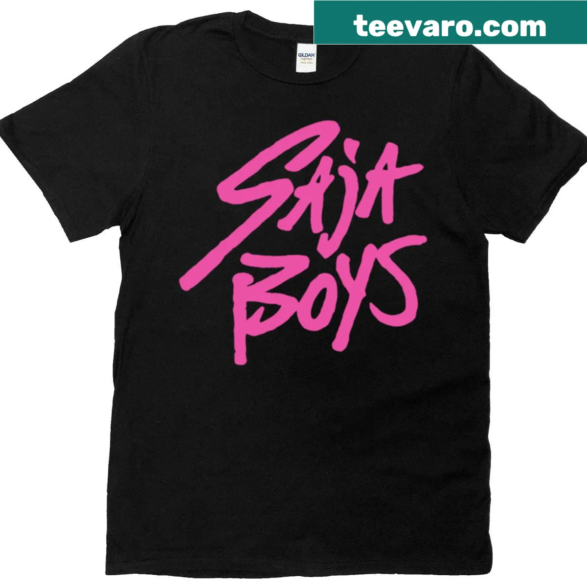 Simple T-shirt featuring the name Saja Boys — on a men's t-shirt