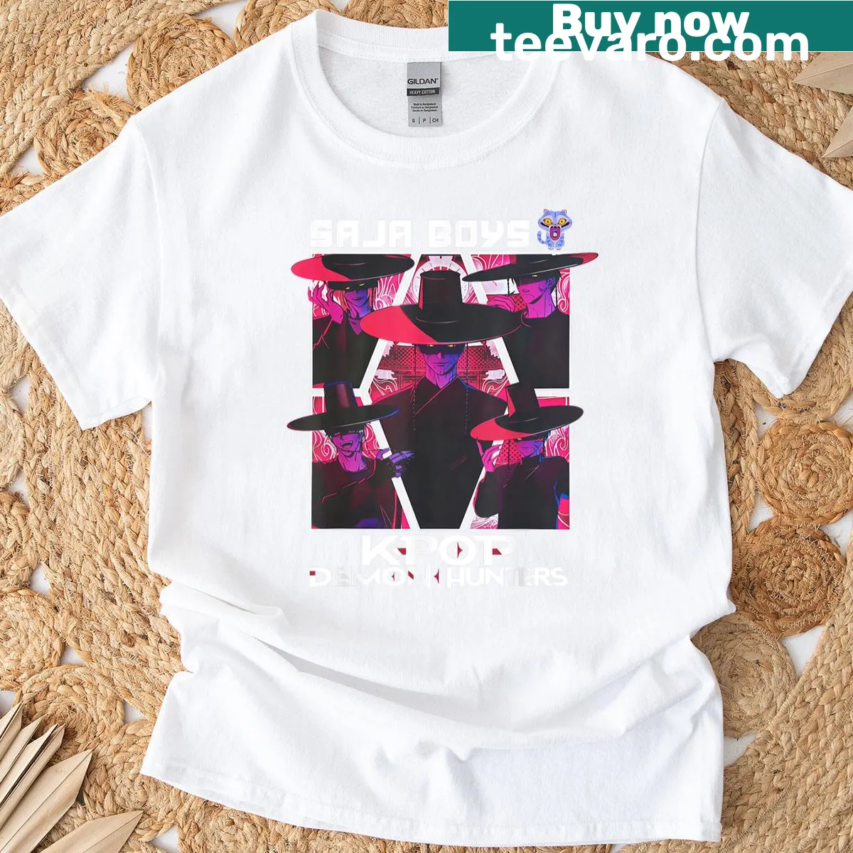 Officially licensed Saja Boys Team T-shirt design for fans — on a men's t-shirt