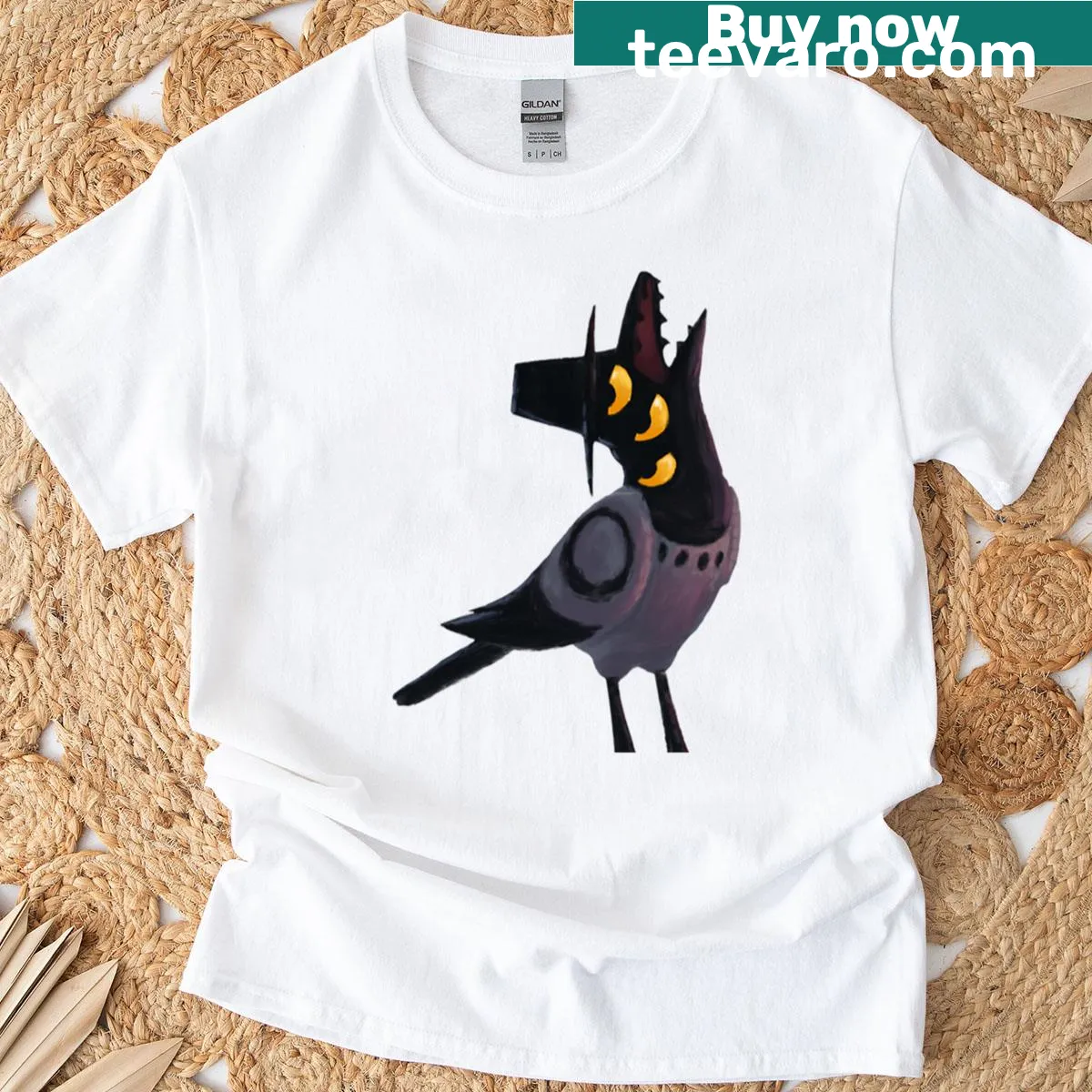 Oversized T-shirt with cartoon demon bird from Kpop — on a men's t-shirt