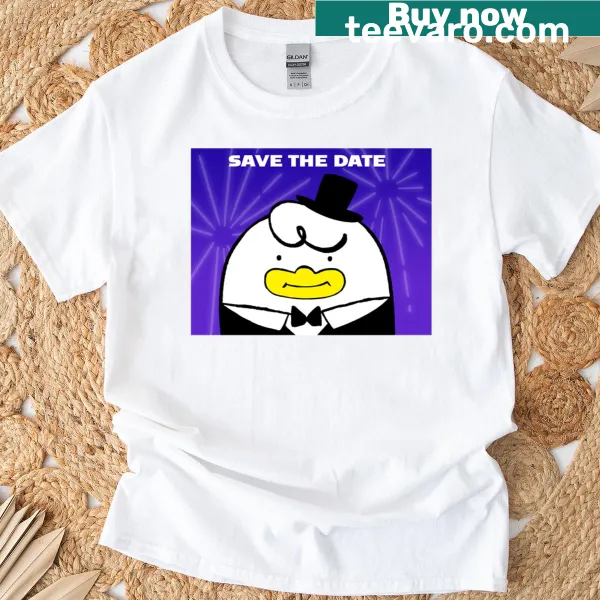 Kpop-themed T-shirt with a humorous 'Save The Date' design
