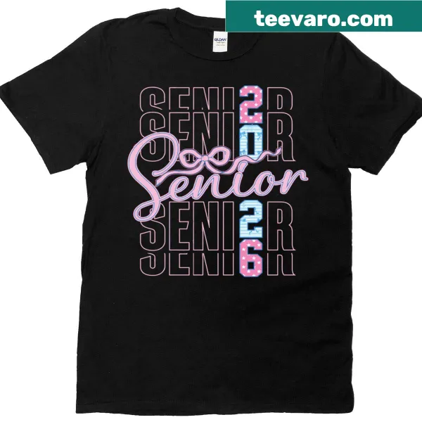 Illustration of a pink bow and 'Class of 2026' text on T-shirt