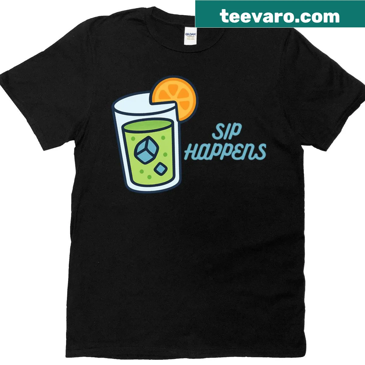 Cartoon juice drink illustration T-shirt with humorous design — on a men's t-shirt