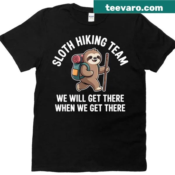 Sloth Hiking Team vintage T-shirt with humorous hiking slogan