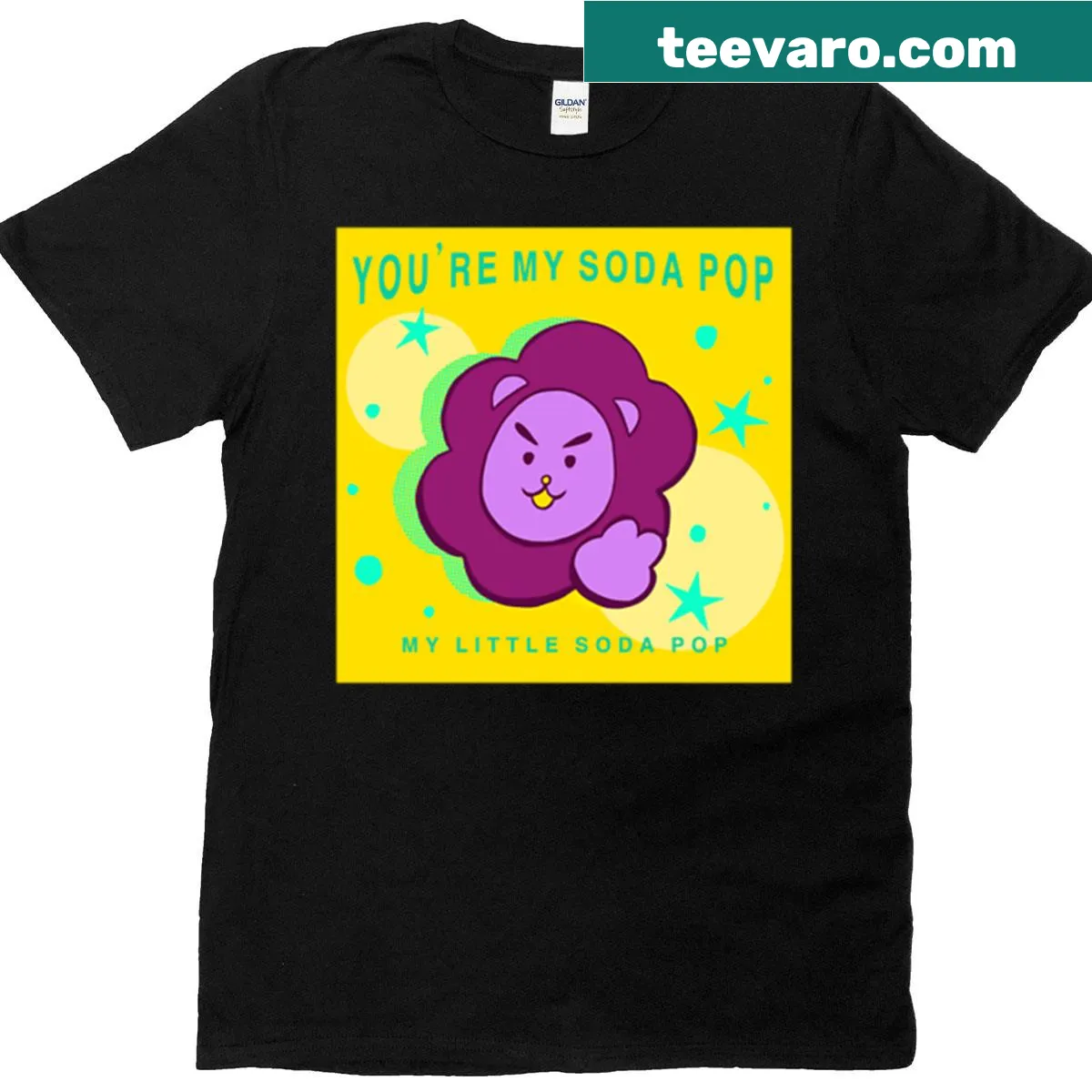 Graphic t-shirt featuring Kpop demon hunters in a playful illustration — on a men's t-shirt
