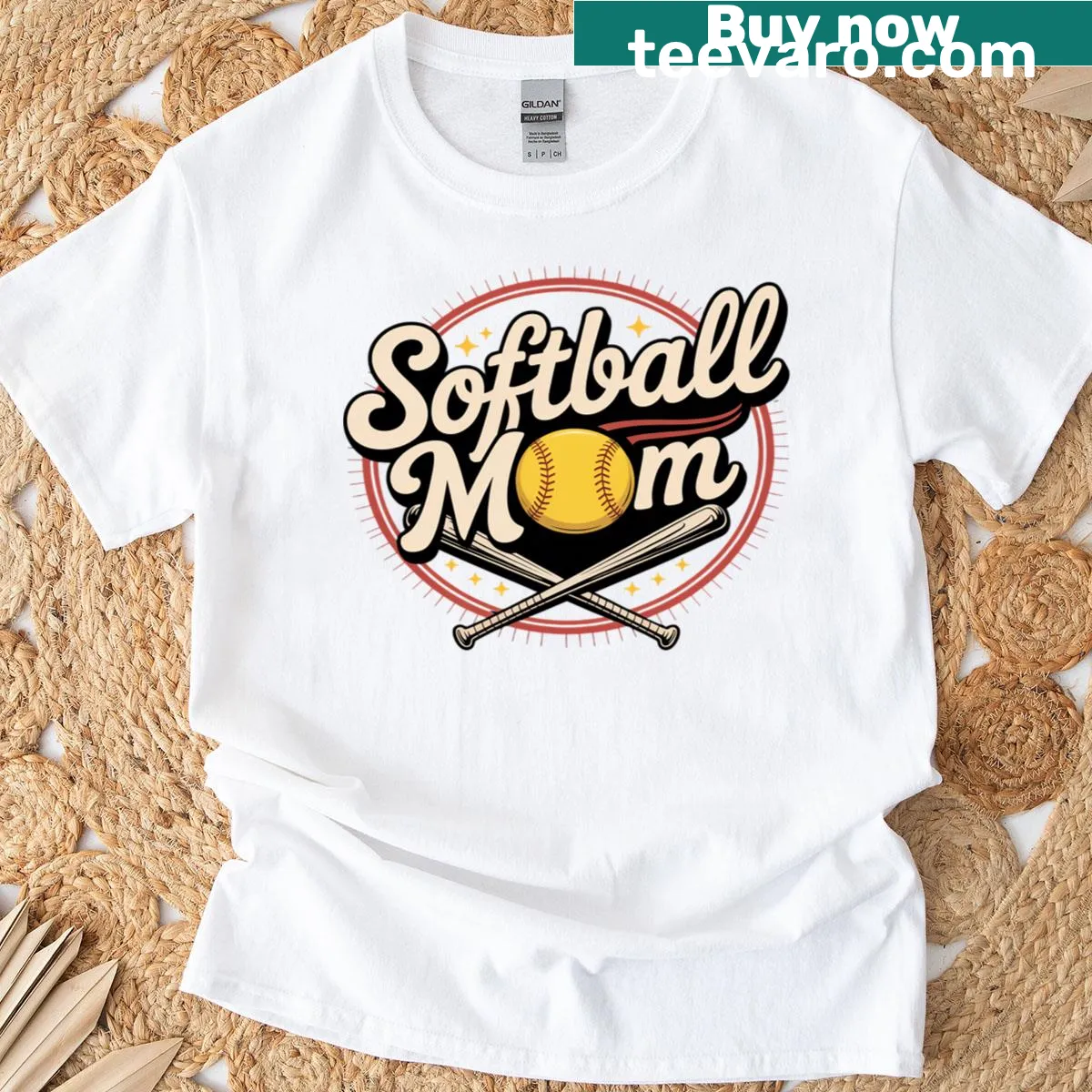 Text-based design celebrating softball moms on a t-shirt. — on a men's t-shirt