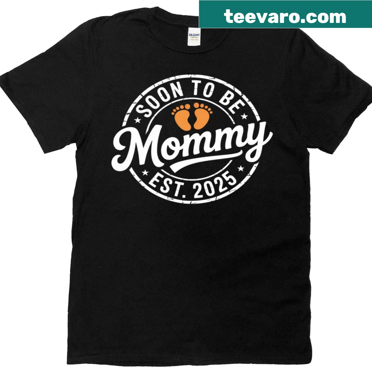Soon To Be Mommy Est 2025 graphic t-shirt for mothers-to-be — on a men's t-shirt