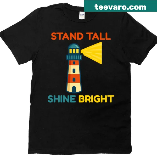 Cartoon lighthouse graphic T-shirt with a guiding light illustration
