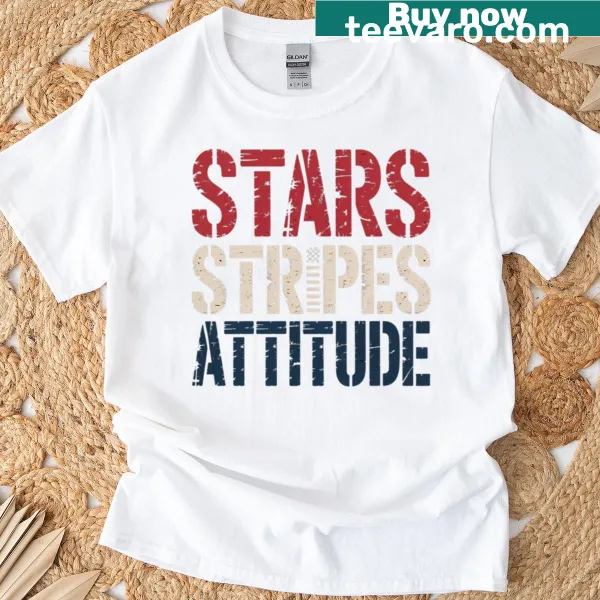 Bold stars and stripes graphic T-shirt representing patriotic attitude