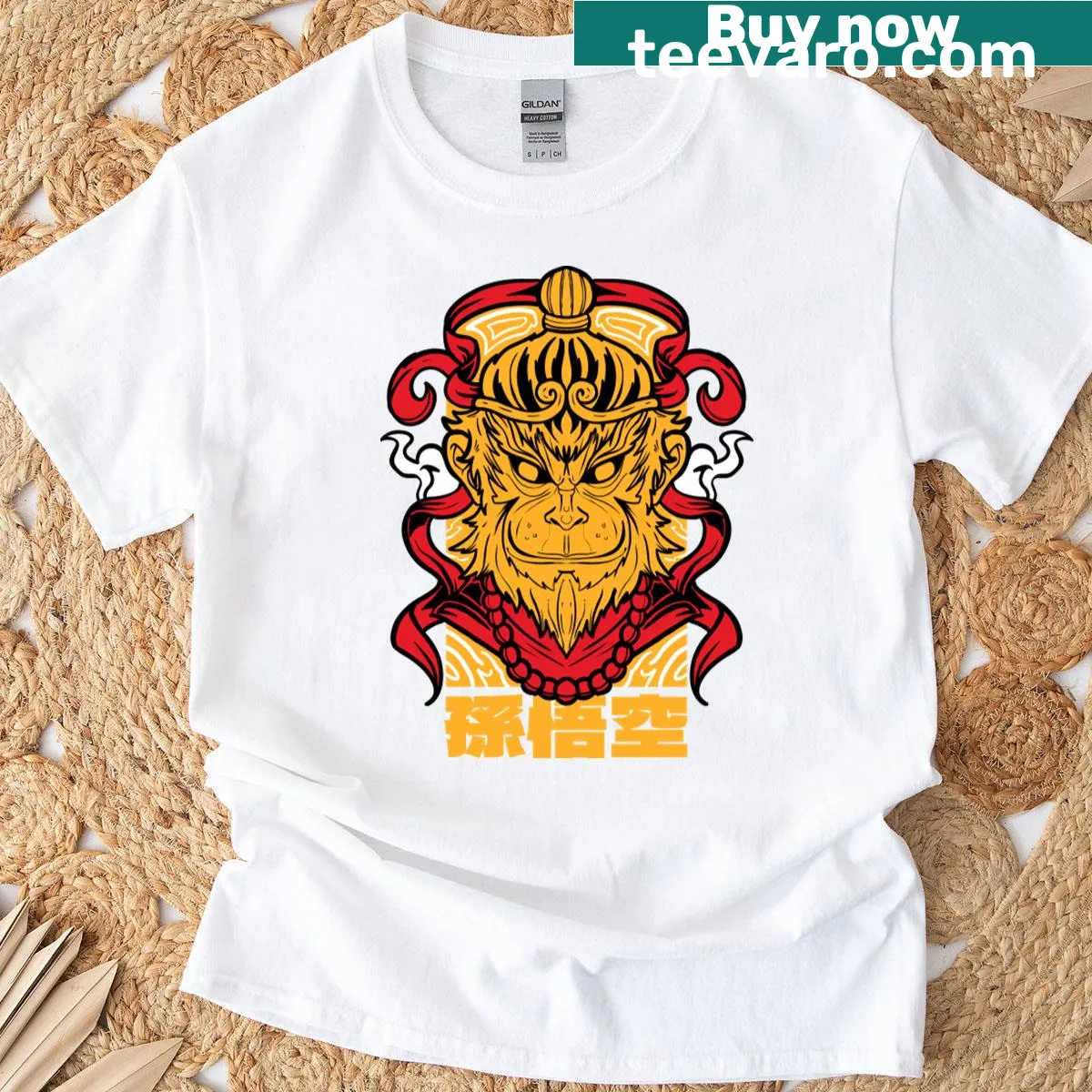 Illustration of Sun Wukong, the Monkey King on a T-shirt — on a men's t-shirt