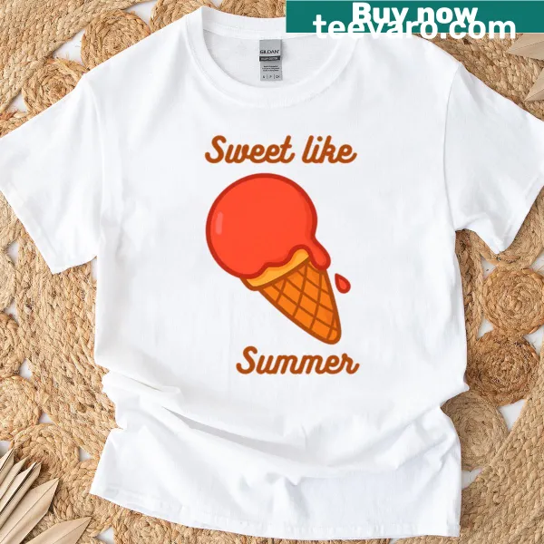 Cute illustration of dripping ice cream on a t-shirt