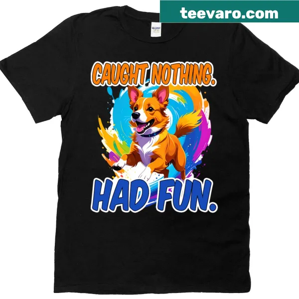 Dog chasing its tail illustrated on a humorous t-shirt