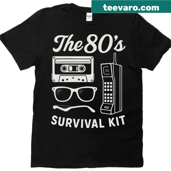 Retro 80s design featuring cassette tape, phone, and glasses
