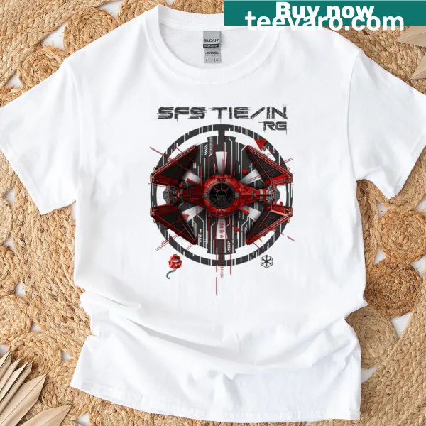 T-shirt featuring a playful design of a starfighter