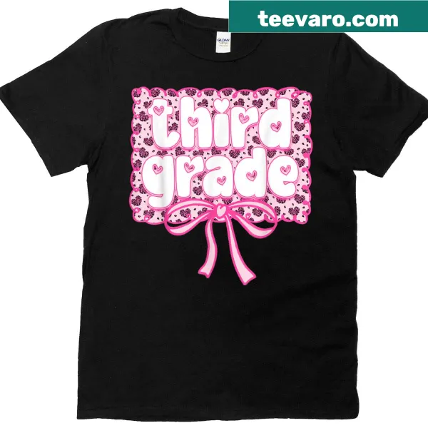 Illustrated leopard heart with pink bow for kids' back-to-school shirt