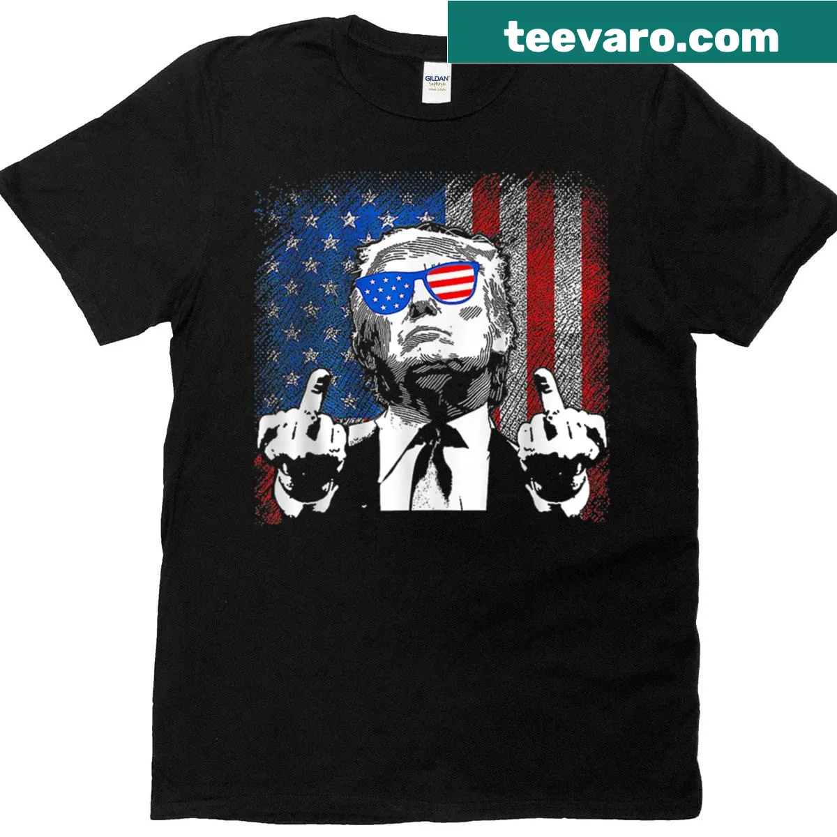 Patriotic T-shirt featuring an American flag graphic for Fourth of July celebrations. — on a men's t-shirt
