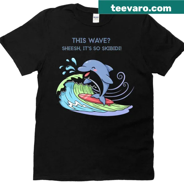 Playful oversized T-shirt with a dolphin graphic celebrating surf vibes.